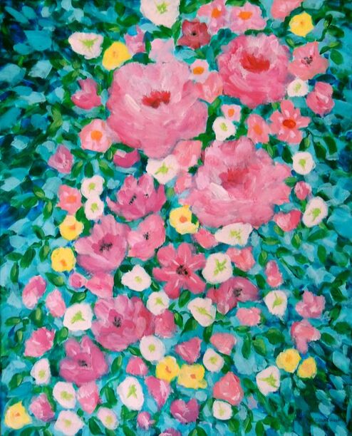 Acrylic Flower Painting by Wendy Dewar Hughes