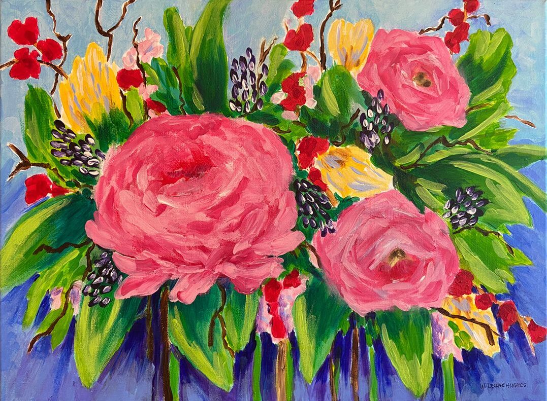 Bright flower acrylic painting